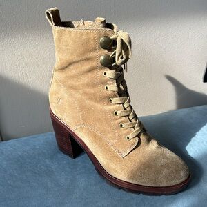 FRYE SUEDE LACE UP BOOTS